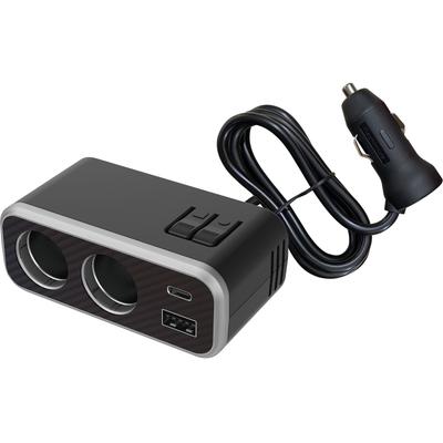 Kashimura NKX-244 PD30W Dual Separate Socket with Type-C/USB-A Ports, Featuring Built-in Rainbow LEDs for a Variety of Light Colors