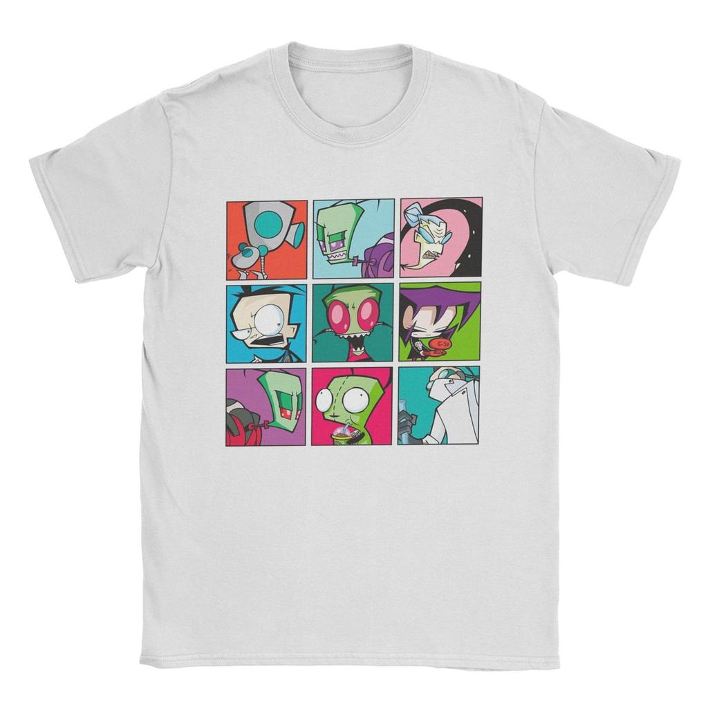 Funny Invader Zim Characters T-Shirt for Men Round Neck Pure Cotton T Shirt Short Sleeve Tees Adult Tops