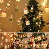 Christmas window hanging LED string lights 6 meter with Santa snowmen and tree shapes USB powered safe low voltage