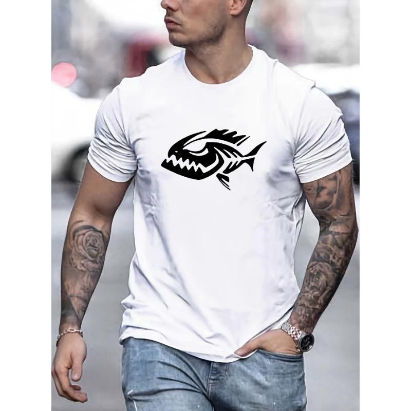 Specially Designed Fish Patterned Men's T-shirt, Suitable for Summer