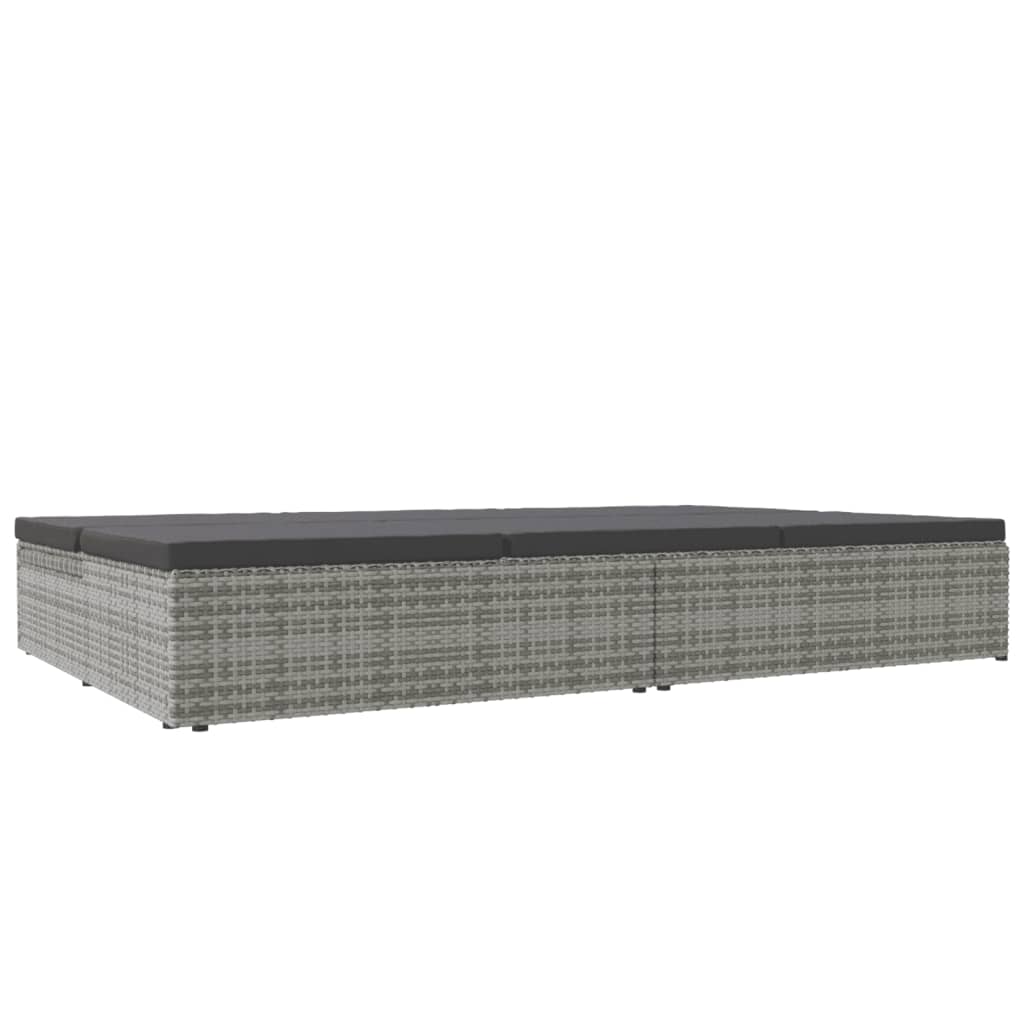Vidaxl Klappbares Gartenbett Mit Kissen, Polyrattan, Dunkelgrau