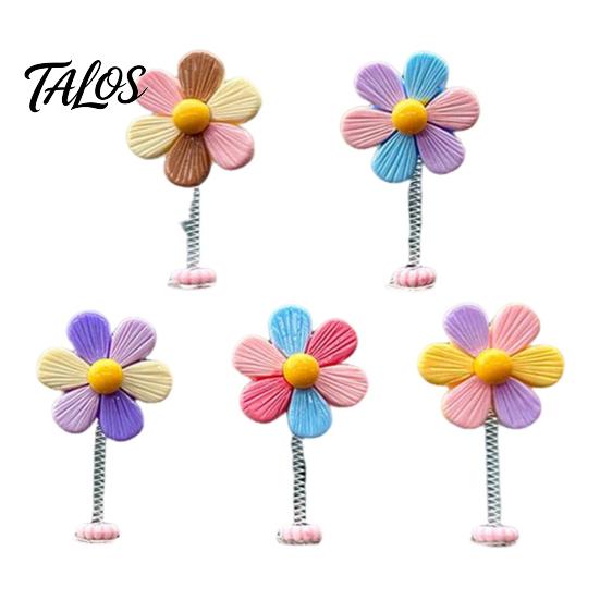 Auto-Armaturenbrett-Dekorationen 5 Stück Bunte Schüttelblumen-Deko, Harz-Regenbogen-Sonnenblumen-Ornament Wackelnde Blumen mit Anti-Rutsch-Pad, Niedlicher Wackelkopf für