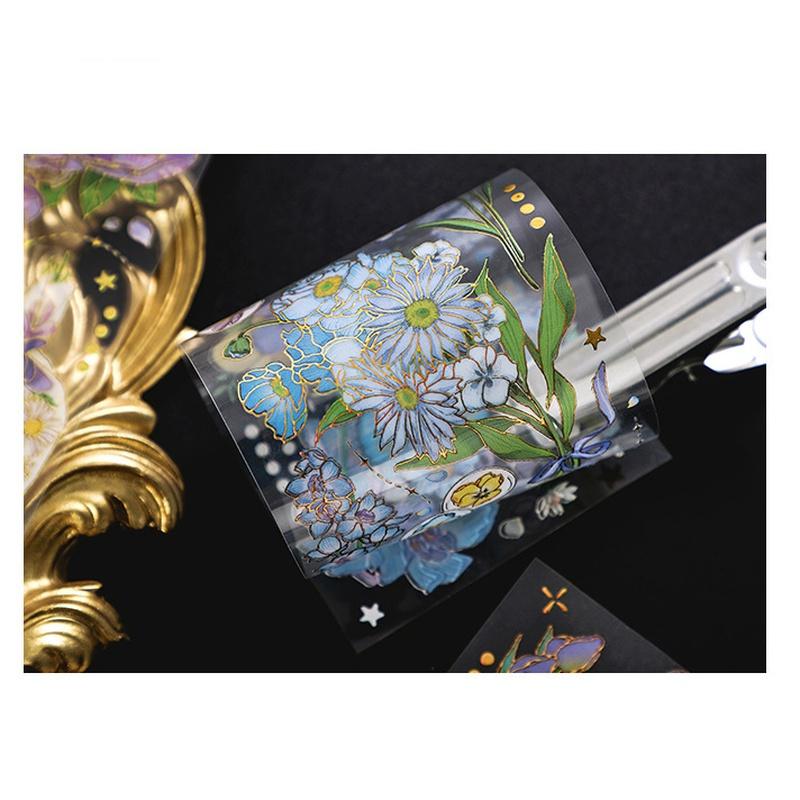 3Pcs/Set 3D Hot Stamping Stickers Four Seasons Flowers Decorative Pvc Stickers Scrapbooking Stick Label Diary Album Stationery