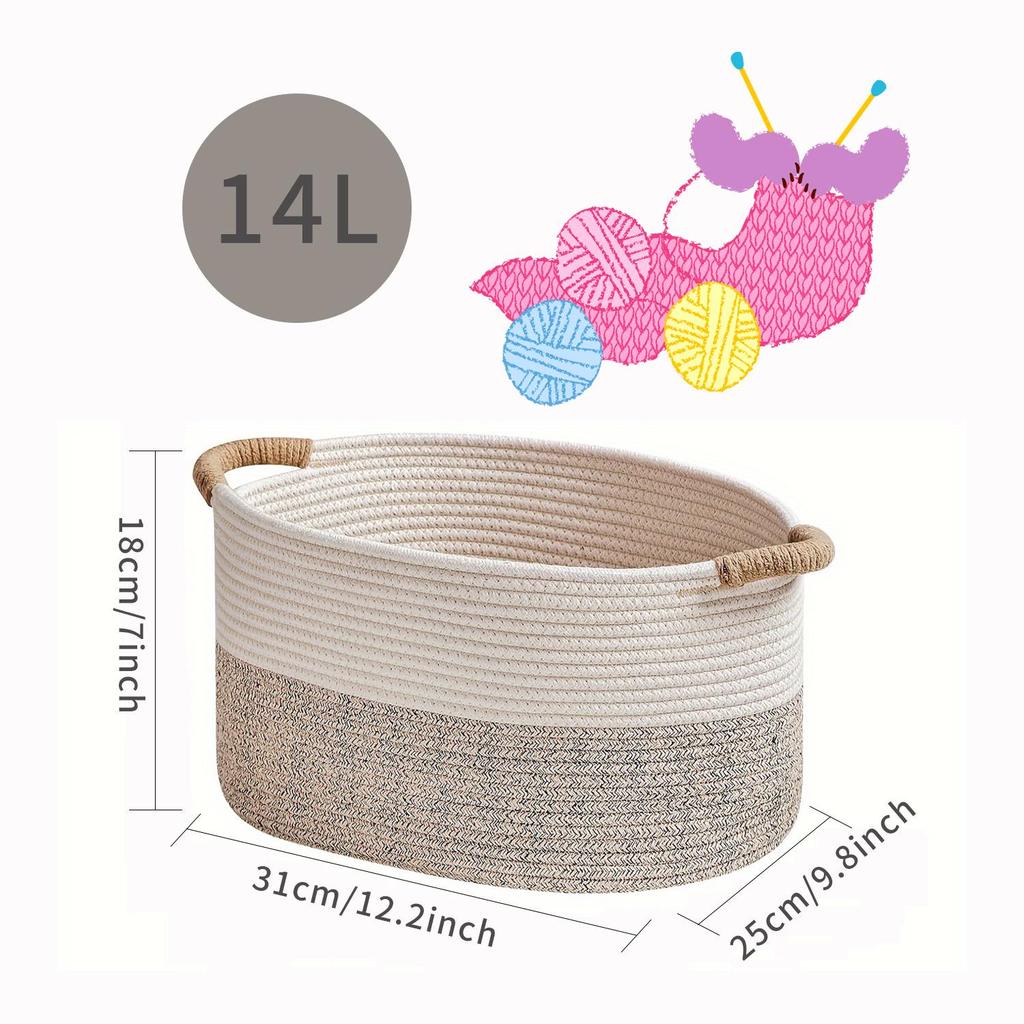Large Woven Cotton Storage Basket for Toys, Snacks, Underwear, Socks, and Clothes