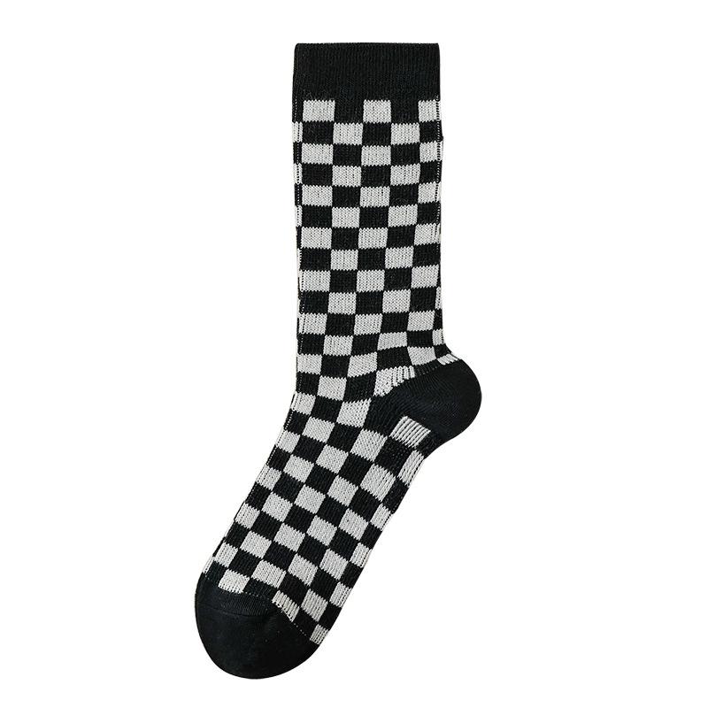 Retrofarbene High-Top-Socken für Damen im Herbst und Winter und Mid-Top-Socken aus gekämmter Baumwolle für Damen im Frühling und Herbst
