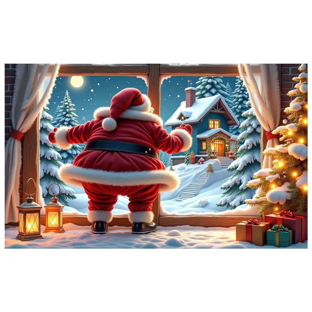 Holiday Backdrop Santa Claus Theme Xmas Display Holiday Event Background Red White Color Xmas Party Backdrop For Christmas Party