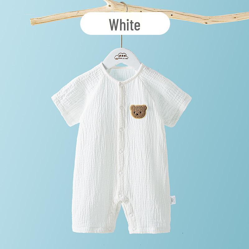 Infant Short Sleeve Summer Pajamas - Pure Cotton Gauze Baby Romper