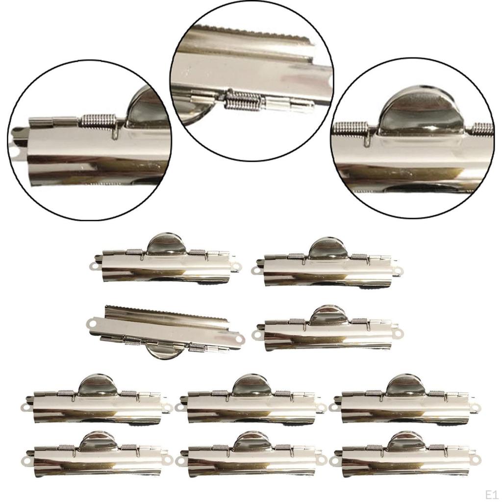 10x Clips File Clamp Office Clipboard 4 inch Long Metal Hinge Clip for Drawing Board