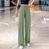 2025 Women's High Waist Wide Leg Ice Silk Pants - Spring/Summer Loose, Slimming, Floor-Length.