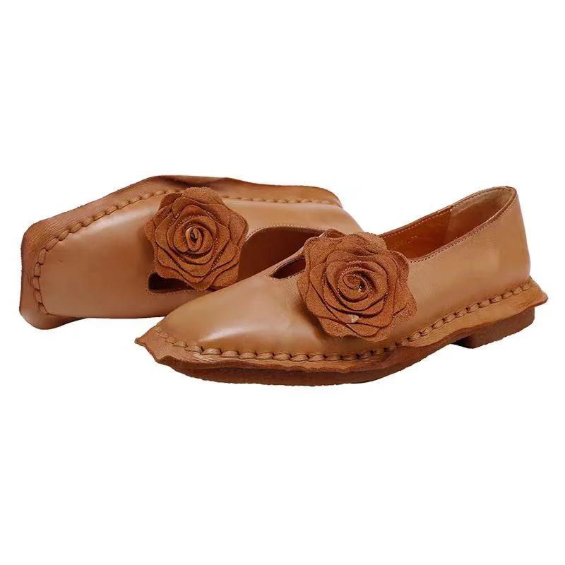 Flower Women Loafers Shoes Flats Summer Casual Shoes Retro Woman Sandals 2025 Designer Brand Walking Femme De Zapatos