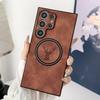 Deer Leather For Magnetic Wireless Charging Case For For Samsung Galaxy S25 Edge S24 S23 FE Ultra Plus Bumper Cover