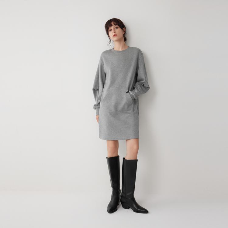 ELLE French Removable Plaid Fashion Design Hooded Casual Loose Sweatshirt Dress Women dresses EL53083