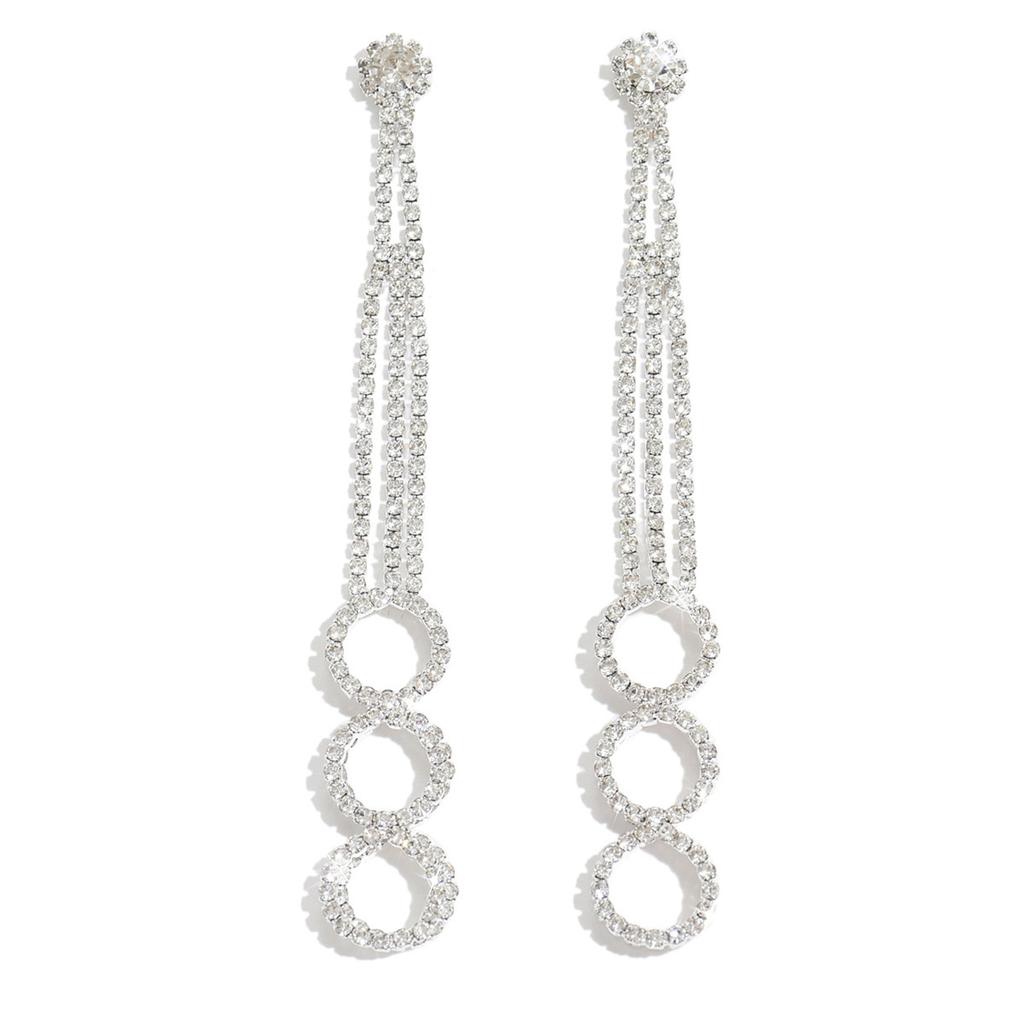 Inlaid Rhinestone Tassel Night Cold Light Luxury Luxury Gorgeous Women'S Earrings Bride Earrings