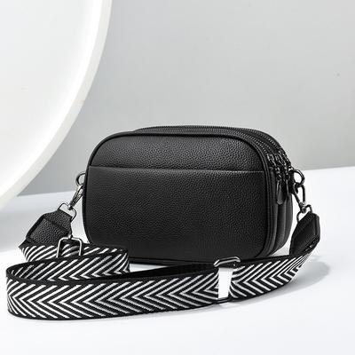 Fashion Women's Bag New Solid Color PU Crossbody Bag Small Bag Women's Wide Shoulder Strap Single Shoulder Bag Small Square Bag