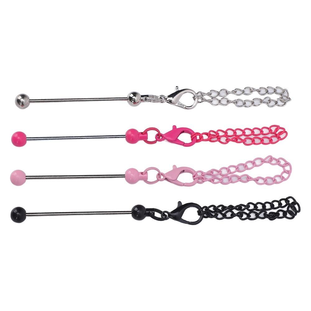 4pcs Colorful Beadable Keychain Bar Plastic Beadable Charm Accessories  Jewelry Making