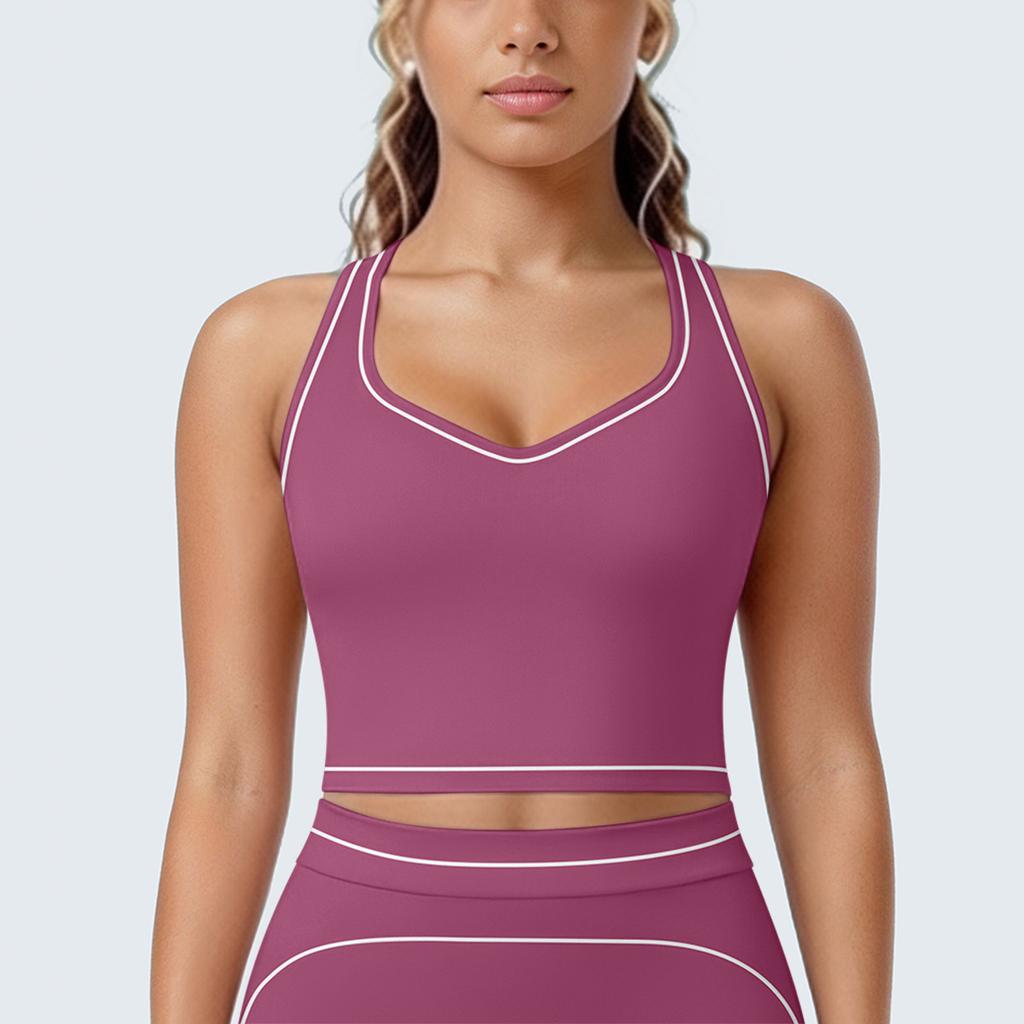 New contrasting color tight high elastic breathable yoga suit six-piece sports running fitness yoga suit women