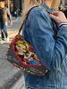 Trendy Chucky & Tiffany Print Shoulder Bag, Corduroy Underarm Bag for Daily Casual Use