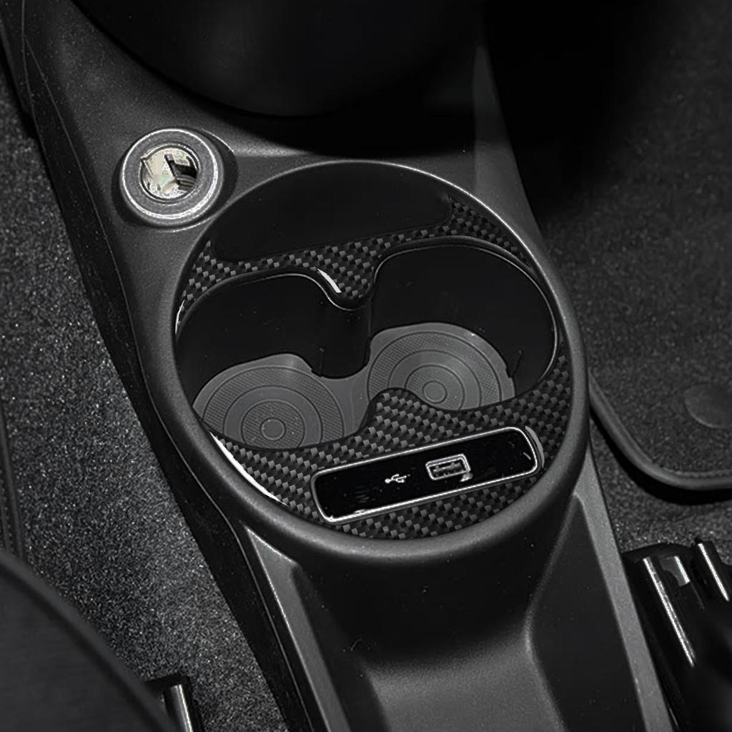 Real Soft Carbon Fiber Cup Holder Frame Sticker For Fiat 500/Abarth 595/695 2016 2017 2018 2019 2020 2025 2025 2025 2025 LHD RHD