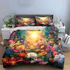 Colorful Floral Art Set Decor Bedding Set with 1 Duvet Cover 2 Pillowcases Single Double King Queen, Gift