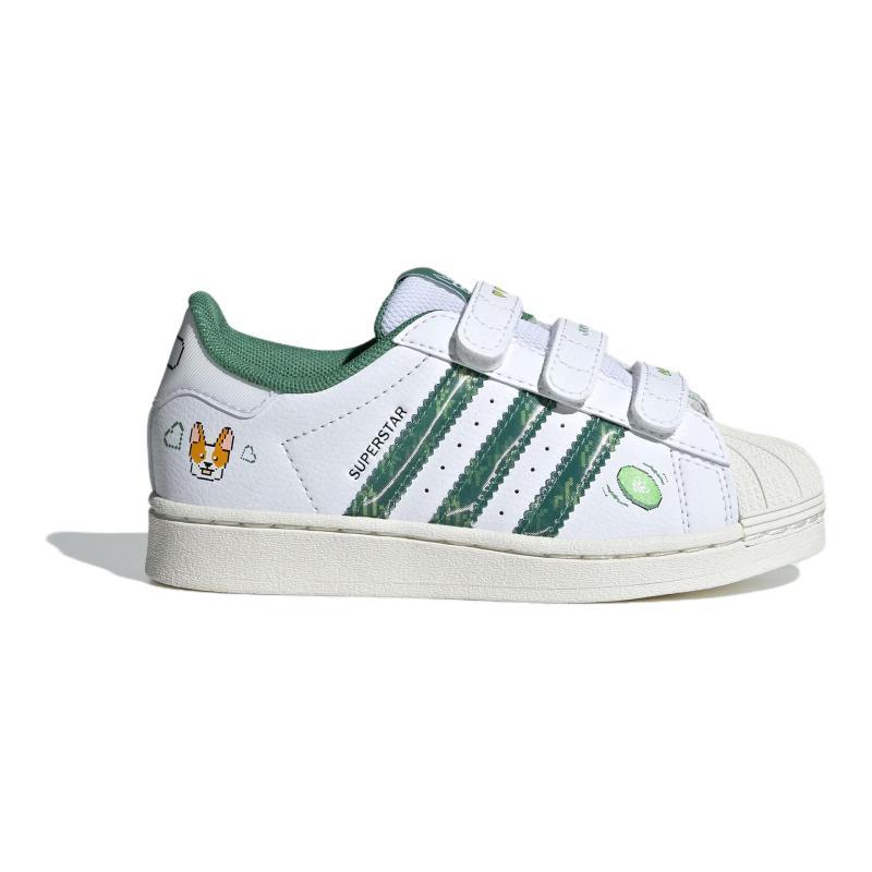 Adidas Originals SUPERSTAR Abrasion Resistant Low Top Kids' Skateboarding Shoes White Children Aged 3 7 Years Old Sneakers IH3496