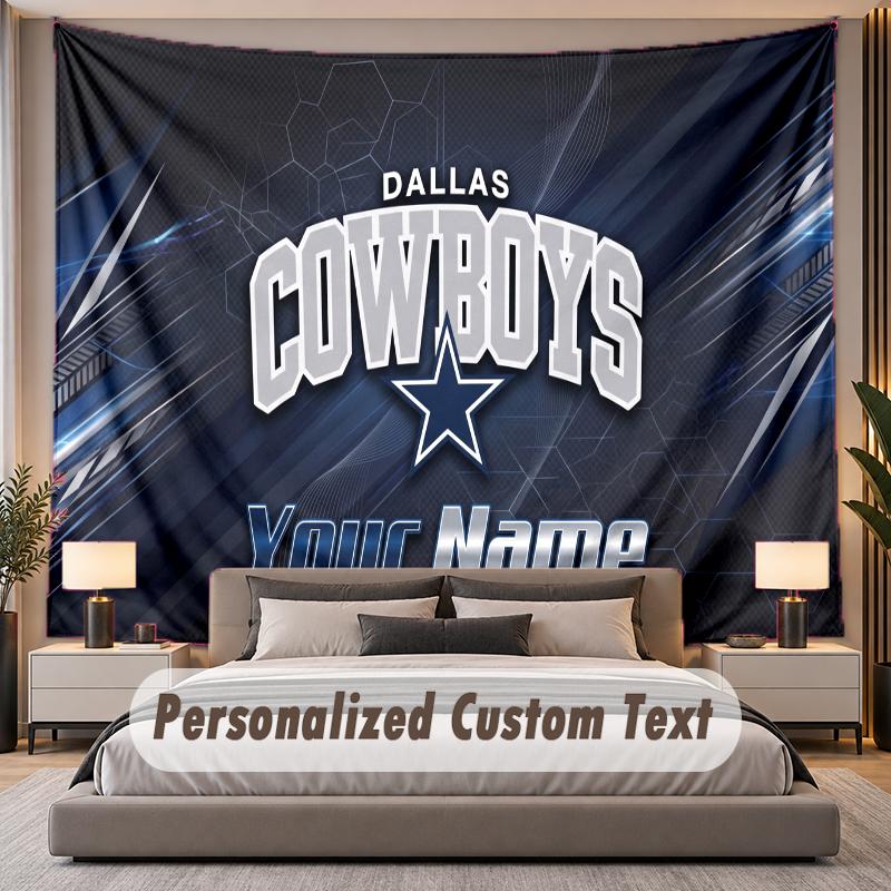Custom Name Text Tapestry Dallas Cowboys Personalized Polyester Wall Tapestry For Bedroom And Room