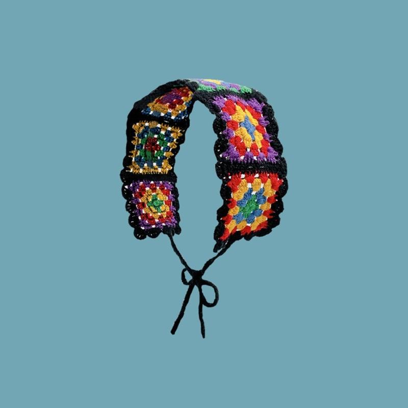 Süße Mädchen Buntes Häkelstirnband Sommer Sonnenschutz Turban zum Binden Camping Kopfwickel Teenager Liebliches Haartuch