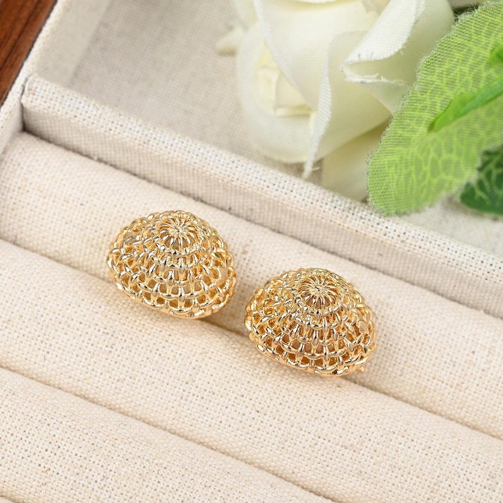 Gewebte 18 Karat Gold Kugelstecker - Damen Luxus Mode Ohr Manschetten