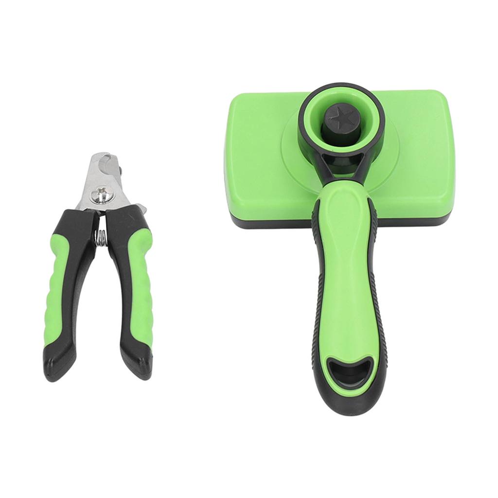 Pet Grooming Brush Nail Clippers Kit Pet Self Cleaning Brush and Nail Clippers Set for Dogs Cats