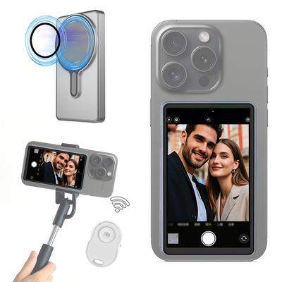 Magnetic Phone Vlog Selfie Monitor Screen Wireless Selfie Monitor Screen Rear Camera Monitor Screen for Android iPhone Cellphone