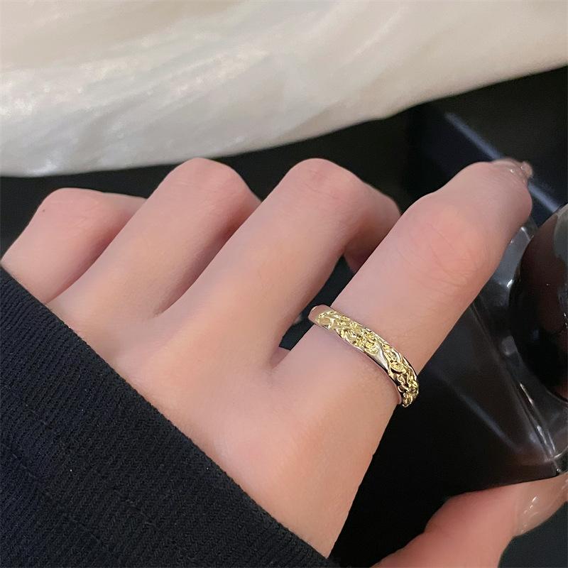 Simple And Fashionable Flower Opening Ring Dripping Oil Personality Full Diamond Stacking Wearing Combination Niche Design Ring Woman