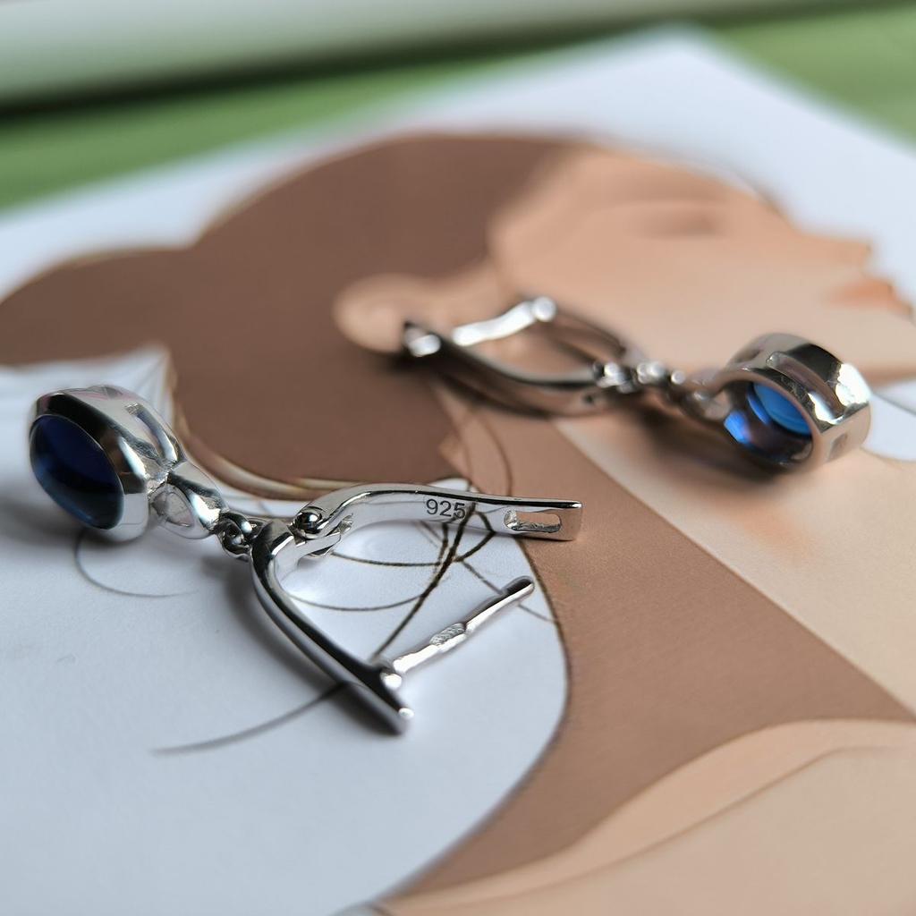 Серебряные серьги с сапфиром nano 2.113ct (2188940)