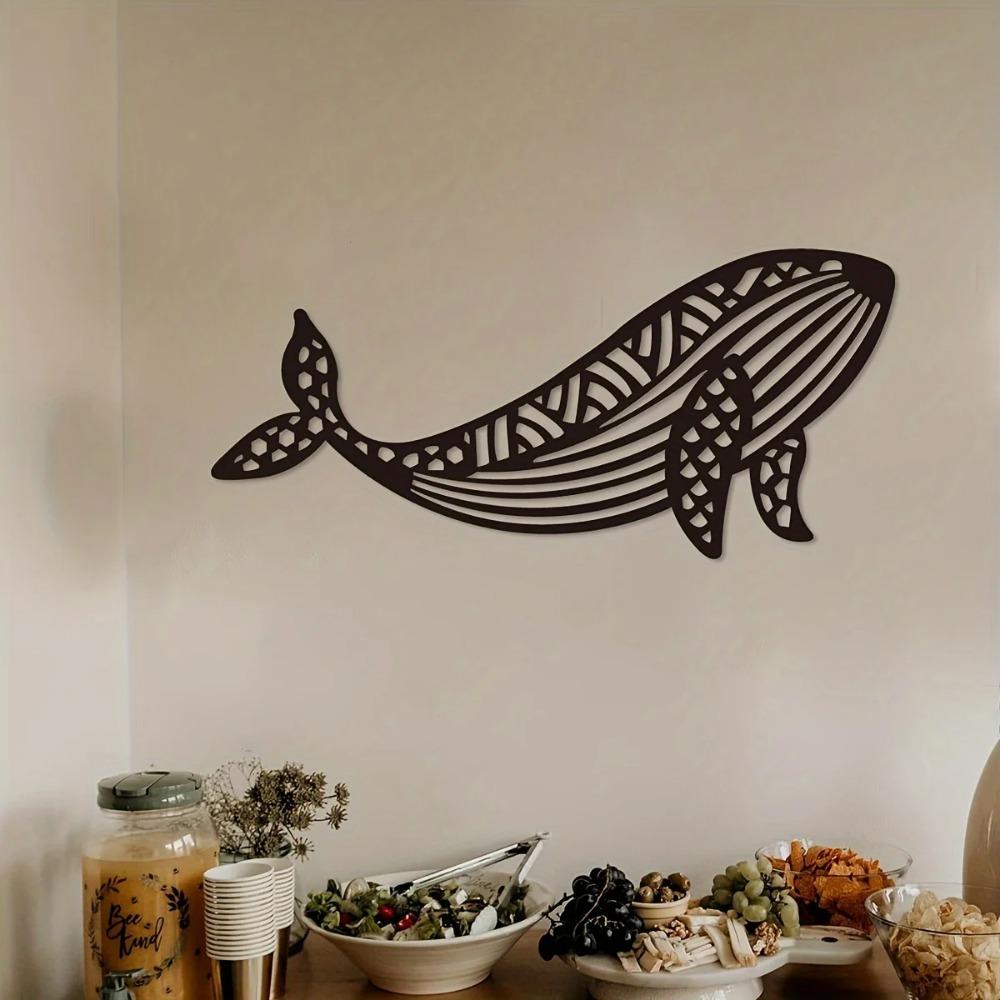 Creative Line Whale Iron Crafts Decoração exclusiva para ambientes internos e externos, perfeita para sala de estar, quarto, corredor e decoração de parede