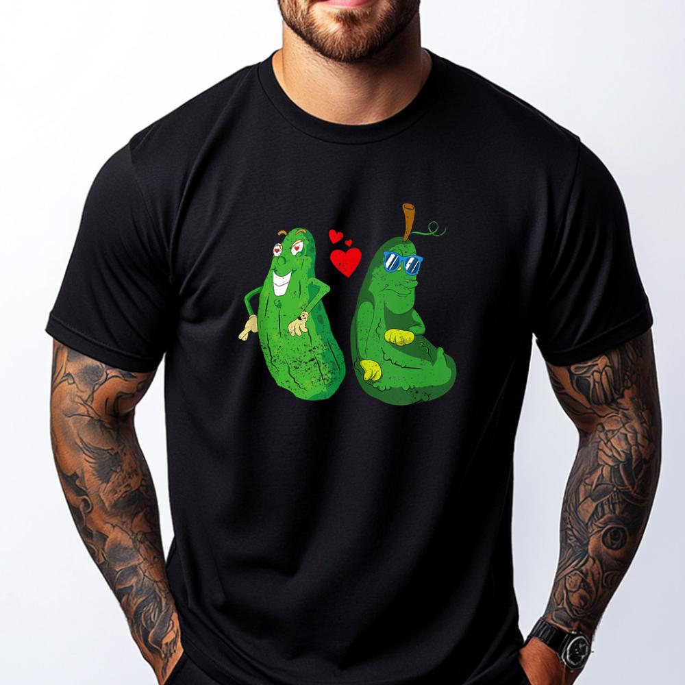 Cucumber Lover Funny Pickle Giftsvegetable Heart Cool Cucumber Lover Funny Sunglasses Pickle Green And White Graphic T Shirt