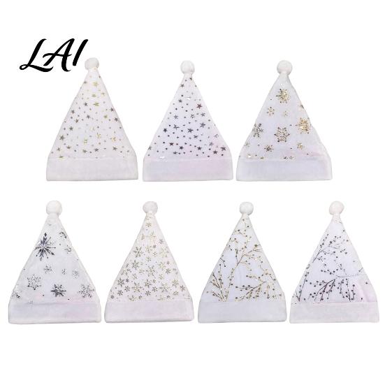 Soft Polyester Christmas Cap Snowflake Sequin Adults Plush for Santa Hat with Faux Holiday Celebration