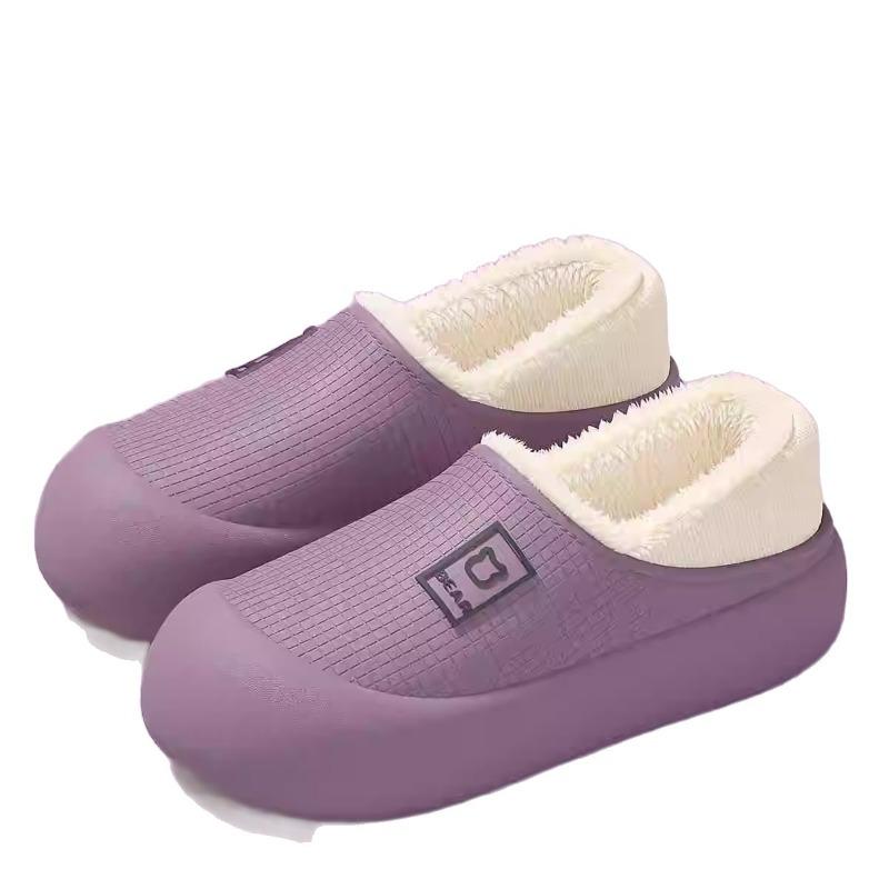 Waterproof Indoor Warm Bags for Women's Cotton Shoes and Anti-slip Plush Slippers