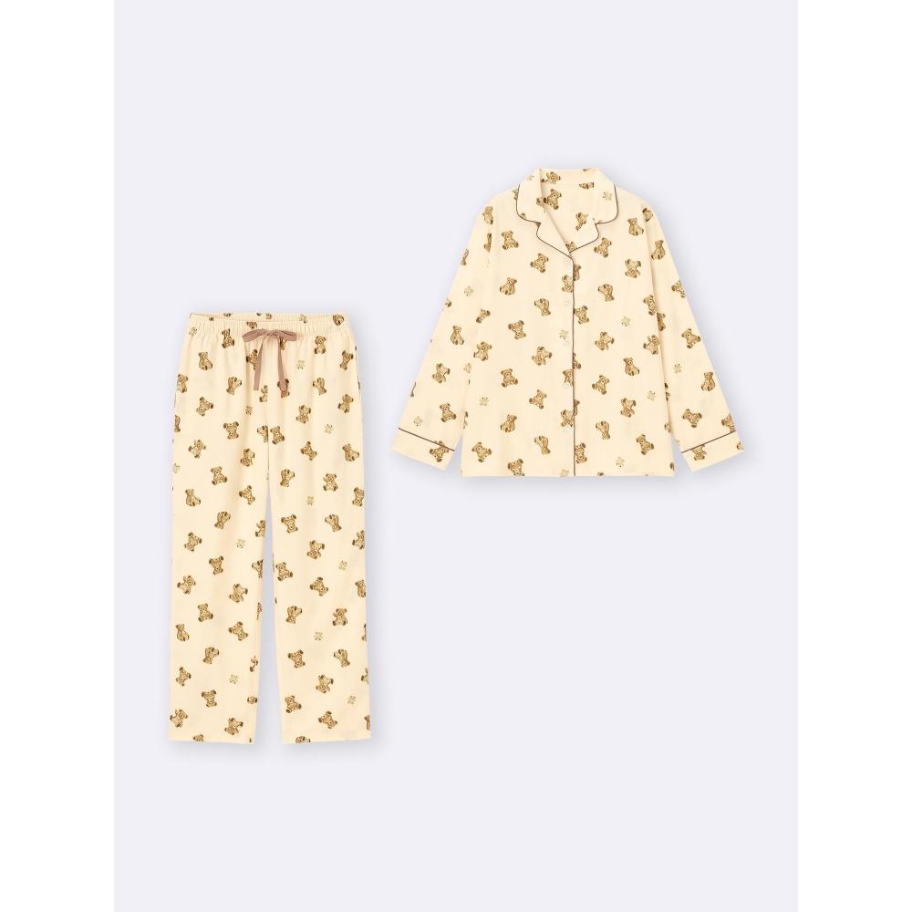 Gu By Uniqlo Flannel Pajama  Long Sleeve   Long Pants   Bear 