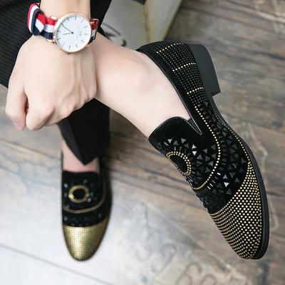 Black Rhinestone Men Dress Shoes Velvet Crystal Luxury Moccasins Mens Loafers Office Business Party Man Casual Shoes Zapatillas