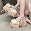 Fashion 10cm Pu Leather Platform Wedge Flats Summer Autumn Breathable Slip On Pumps Spring Synthetic Mary Jane High Brand Shoes