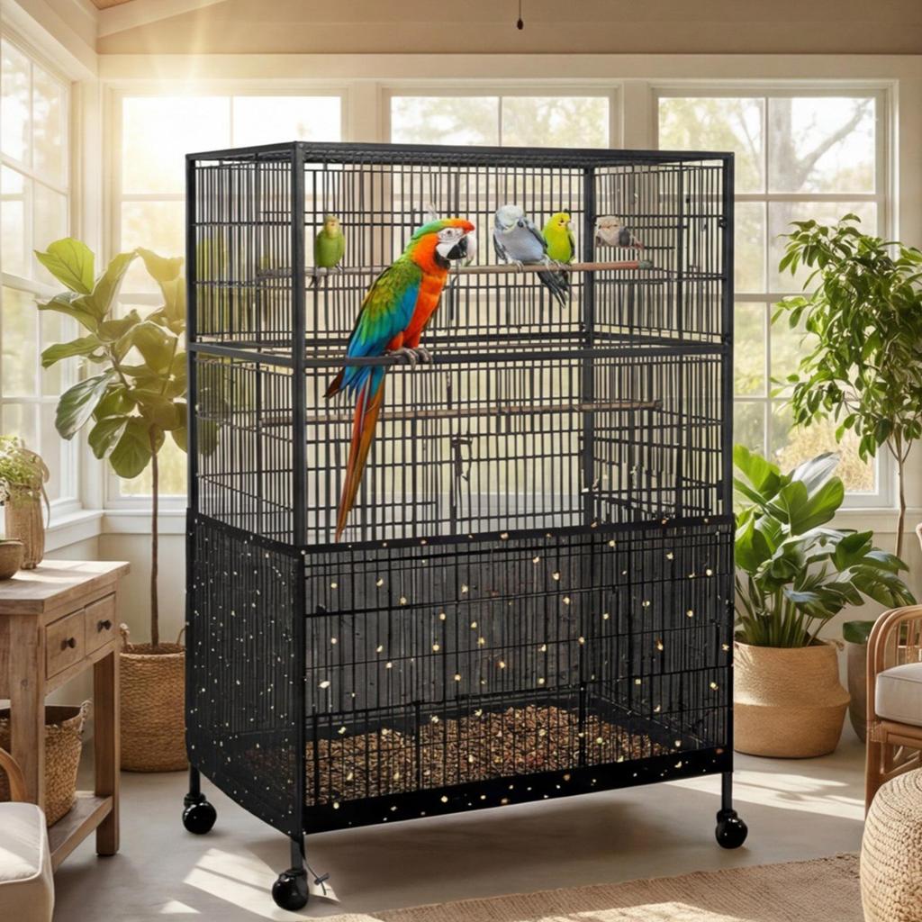 Large Bird Cage Cover Universal Waterproof Breathable Protection Bird Cage Wrap for Pet Parrot Parakeet Budgies Canaries Indoor