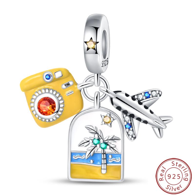 Love Traveling Copper Backpack Suitcase Luggage Camera Airplane Charms 3Mm Diy Fine Jewelry Making