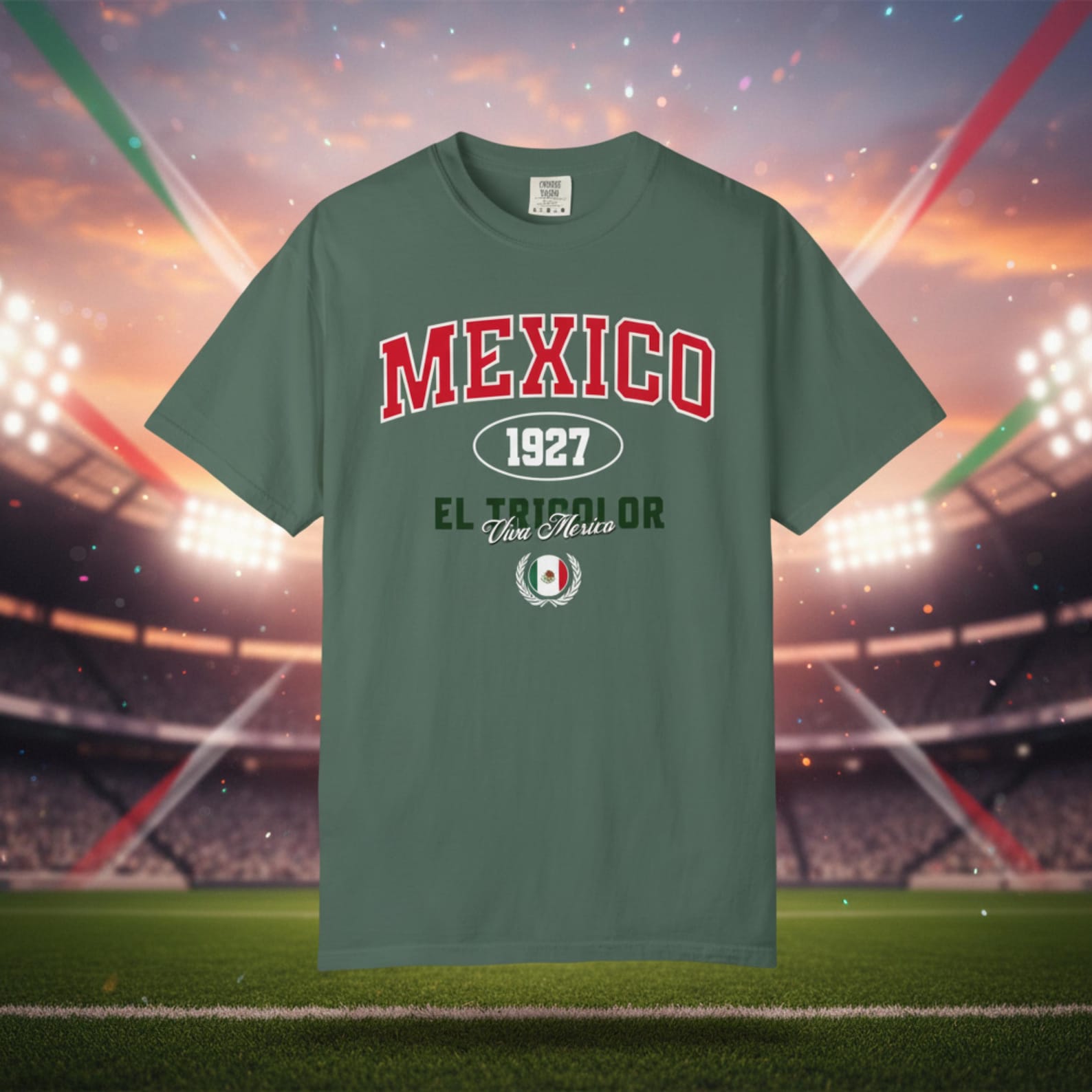 Mexico El Tricolor 1927 T-Shirt, Viva Mexico Football Streetwear L