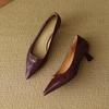 5.5Cm | French camellia with skirt pointed high heels women's 2025 new light mouth burgundy stiletto shoes