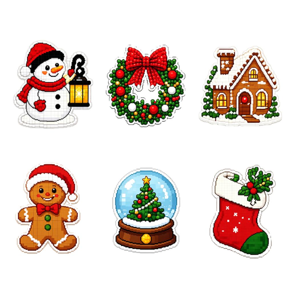 6Pcs Mini Plastic Canvas Kit 10cm Keychain Pendant DIY Embroidery Beginner Set Full Supplies Included