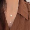 Lovely Sweet 925 Sterling Silver Double Heart Tassel Pendant Necklaces for Fashion Women Jewelry