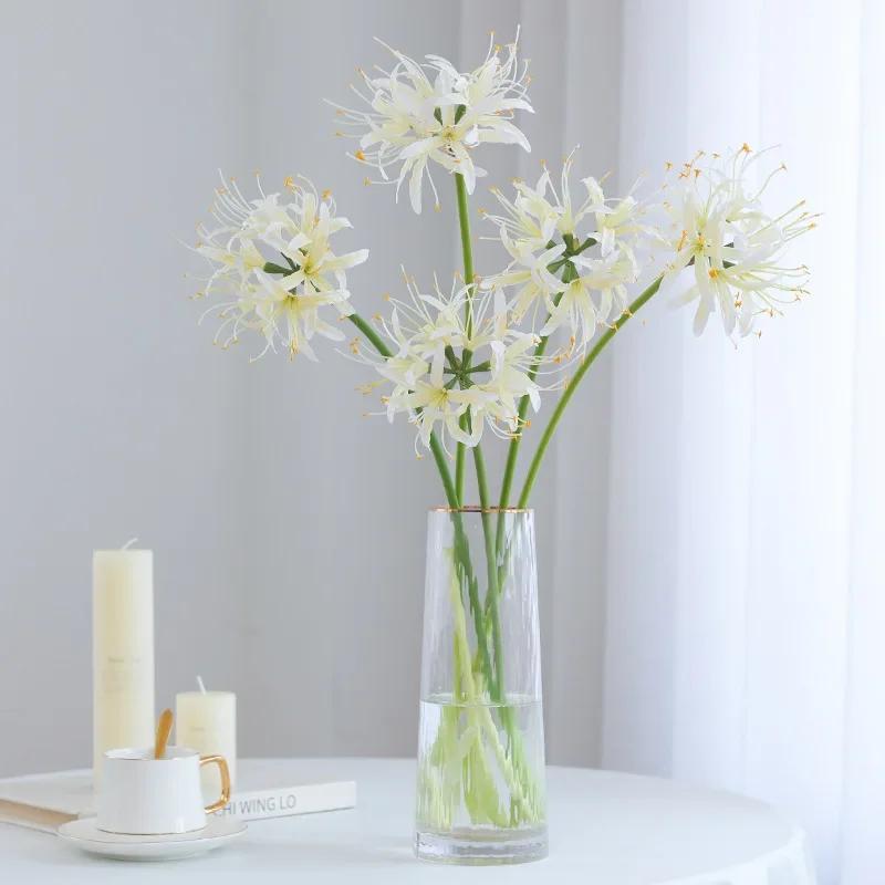 Wedding Decorative Artificial Flowers Silk Red Spider Lily Hall Decoration Simulation Flower 67cm Pink Red Spider Lilies Branch