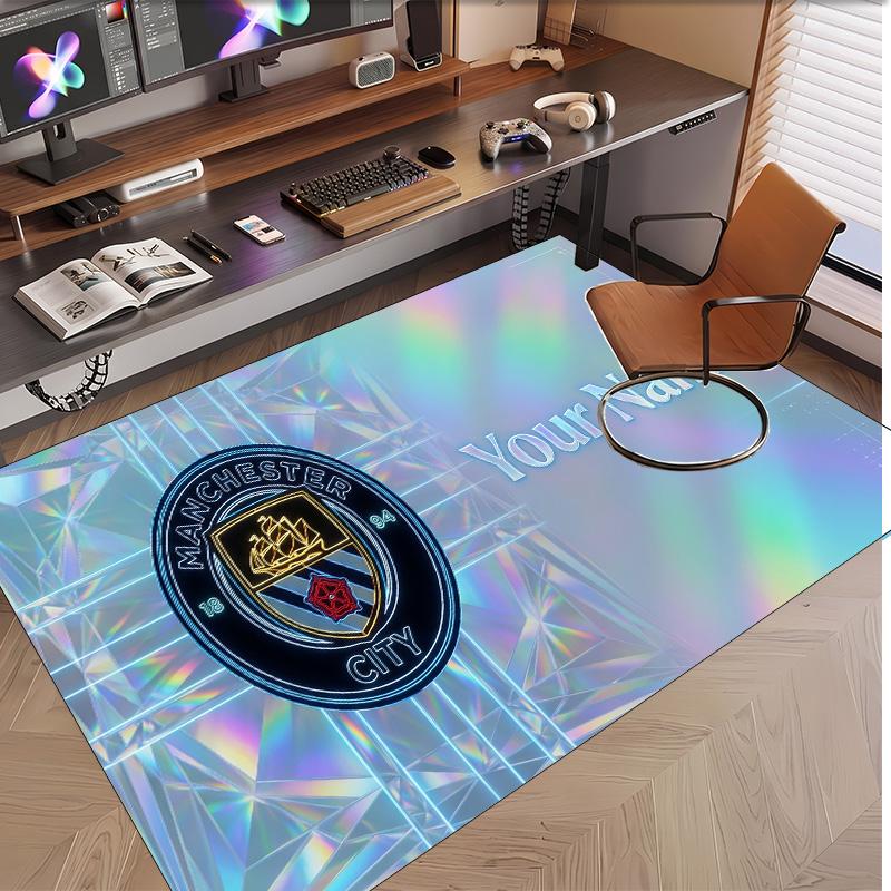 Personalized Crystal Velvet Carpet Manchester City Pattern Non Slip Floor Rug