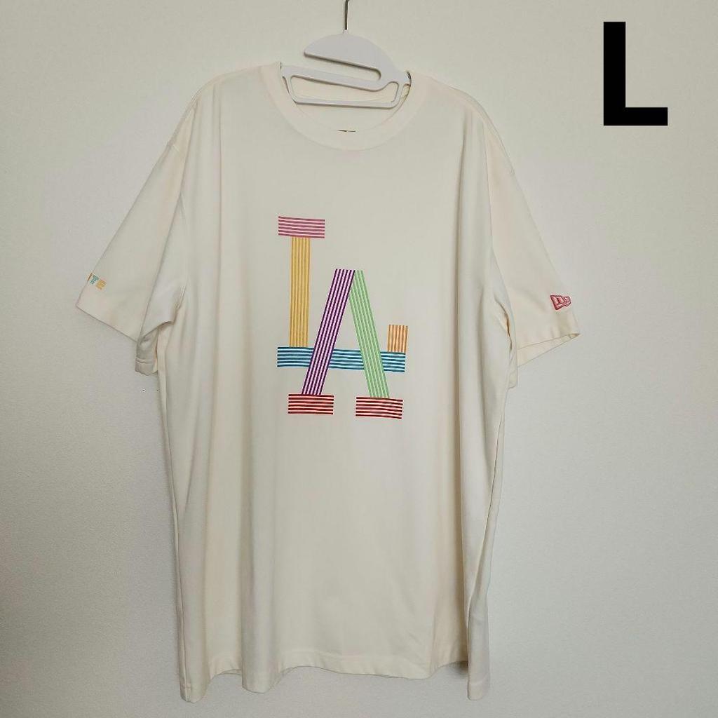 [USED] New Era Men's Short Sleeve BTS X MLB T-Shirt, Size L, Ivory