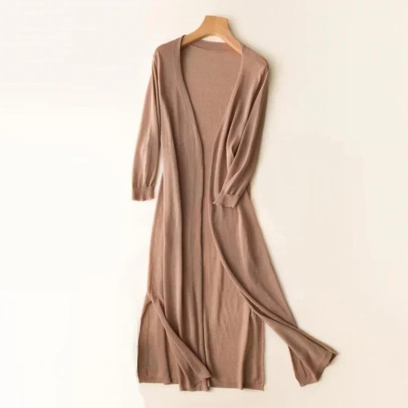 Korean Women's Casual Long Sun Protection Sweater Cardigan Soft Comfortable Simple Solid Free Size Loose Thin Cardigan