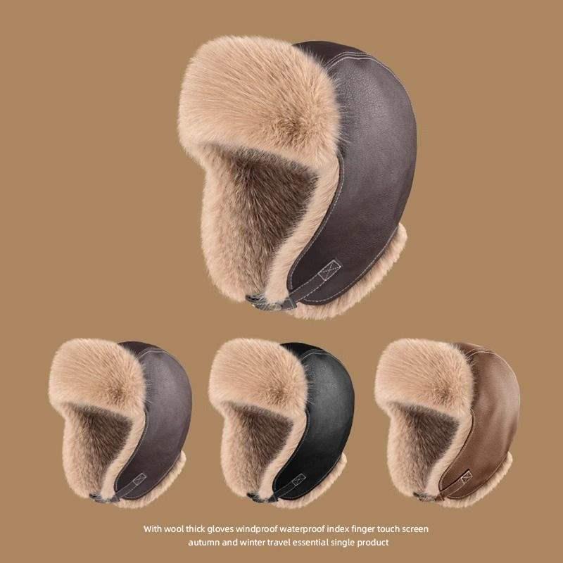 Unisex Winter Ski Hat - Windproof, Warm, Leather Ear Protection for Riding and Cold Weather