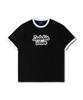 DOLPHIN WAVE APPAREL Dolphin Foam Print Big Logo Ringer Short Sleeve T-Shirt Black